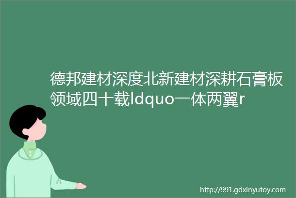 德邦建材深度北新建材深耕石膏板领域四十载ldquo一体两翼rdquo战略开启新篇章20210908