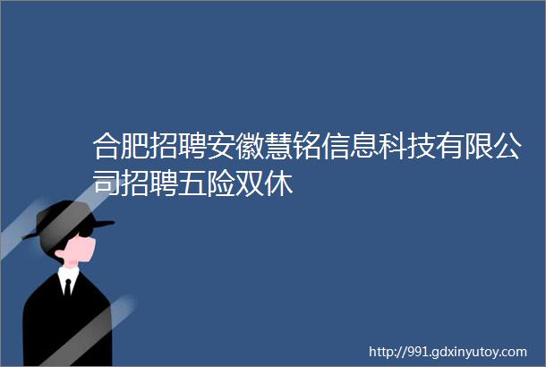 合肥招聘安徽慧铭信息科技有限公司招聘五险双休