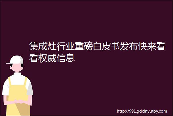 集成灶行业重磅白皮书发布快来看看权威信息