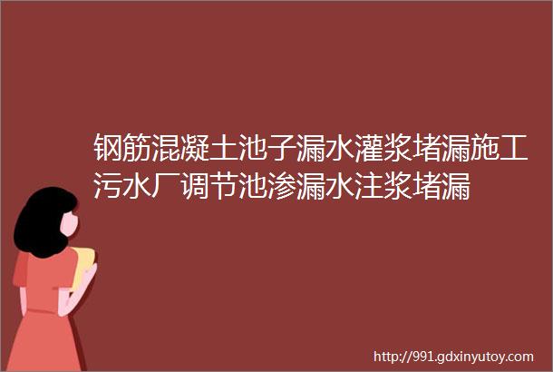 钢筋混凝土池子漏水灌浆堵漏施工污水厂调节池渗漏水注浆堵漏