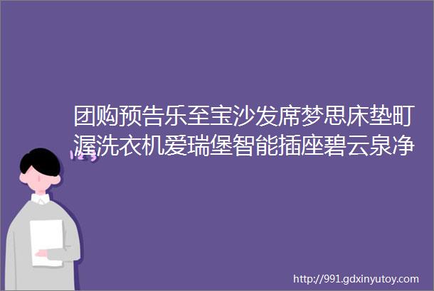 团购预告乐至宝沙发席梦思床垫町渥洗衣机爱瑞堡智能插座碧云泉净水机风扇合辑AKS水杯瓦克玻璃胶一末团团