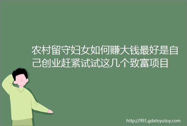 农村留守妇女如何赚大钱最好是自己创业赶紧试试这几个致富项目