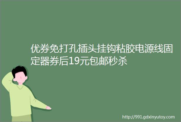 优券免打孔插头挂钩粘胶电源线固定器券后19元包邮秒杀